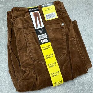 Well Worn High Rise Corduroy Pants Size 6/28 Inseam 31" Brown NWT 6571